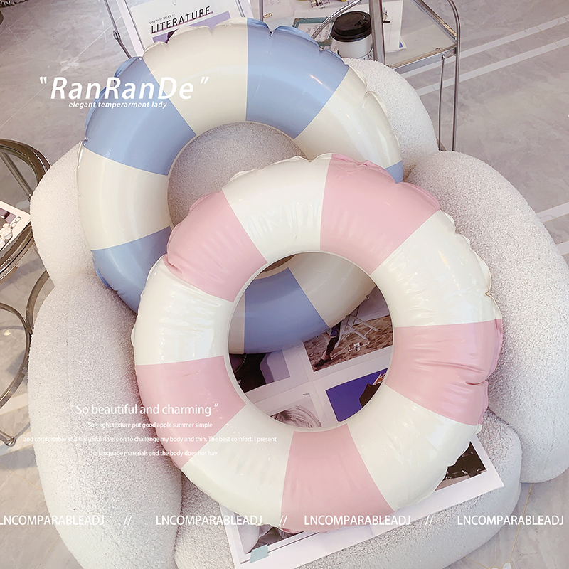 In Stock Swimming Ring Thickened Life Buoy Anti-Flip Boys and Girls Beginner Striped Inflatable Underarm Swimming Ring Wholesale