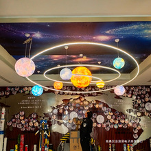 创意流浪星球灯吊灯星空装饰餐厅商用店铺地球游乐场幼儿园月球灯