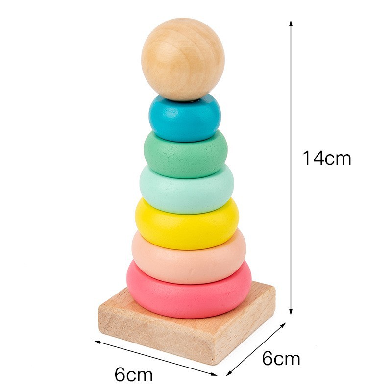 Wooden Children's Early Education Educational Toys Little Alarm Clock Knock Music Instrument Small Bead-Stringing Toy Rainbow Tower Toy Worm Five-Piece Set