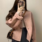 短款呢子大衣女2025新款秋冬季毛呢外套感小个子赫本风学院风
