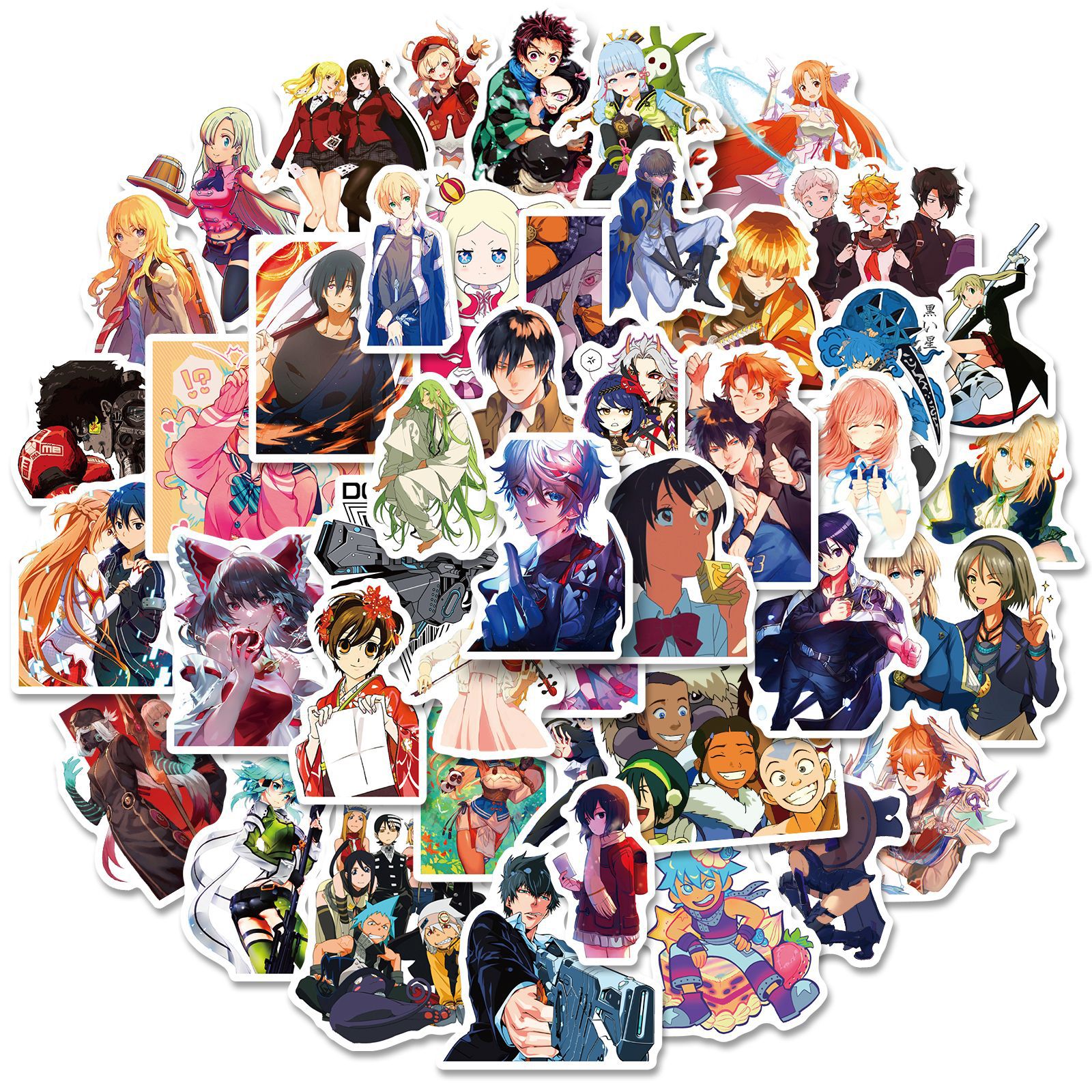 50张动漫混搭贴纸 日漫集合头盔汽车行李箱手机壳涂鸦贴画 儿童