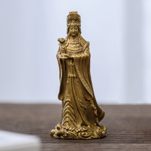 湄洲妈祖雕像小妈祖神像娘娘摆件黄铜好看的精致书房茶空间装饰品