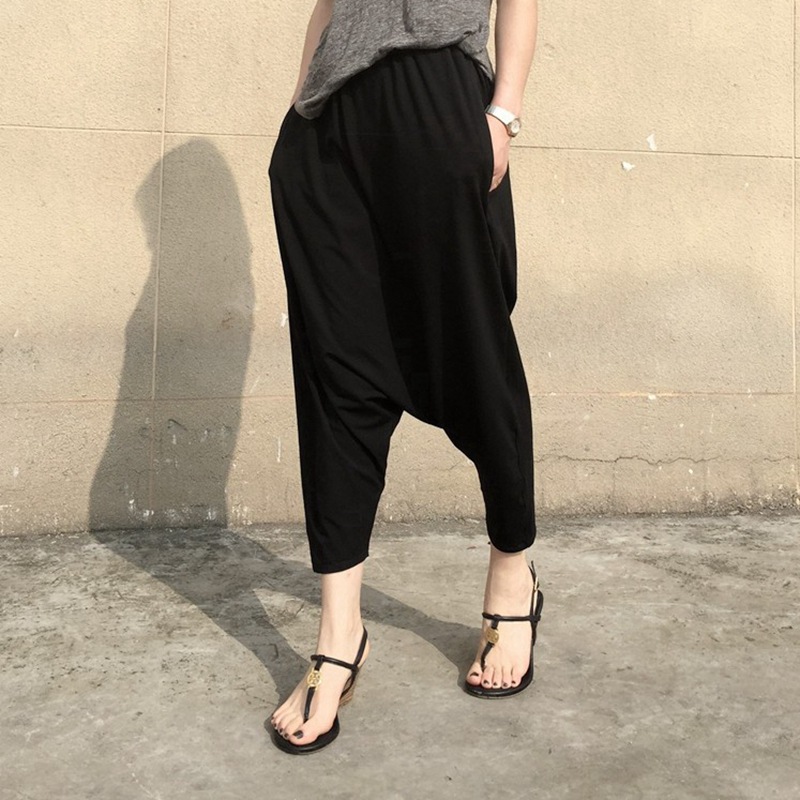 春夏哈伦裤大裤裆吊裆九分裤宽松大码显瘦休闲潮流薄款小脚垮裤女