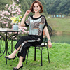 Mother's Day Mom outfit fashion suit Middle and old age Summer wear Short sleeved T-shirt leisure time jacket trousers