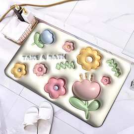 膨胀立体3D入户门地垫家用卫生间吸水易干脚垫进门浴室硅藻泥地垫