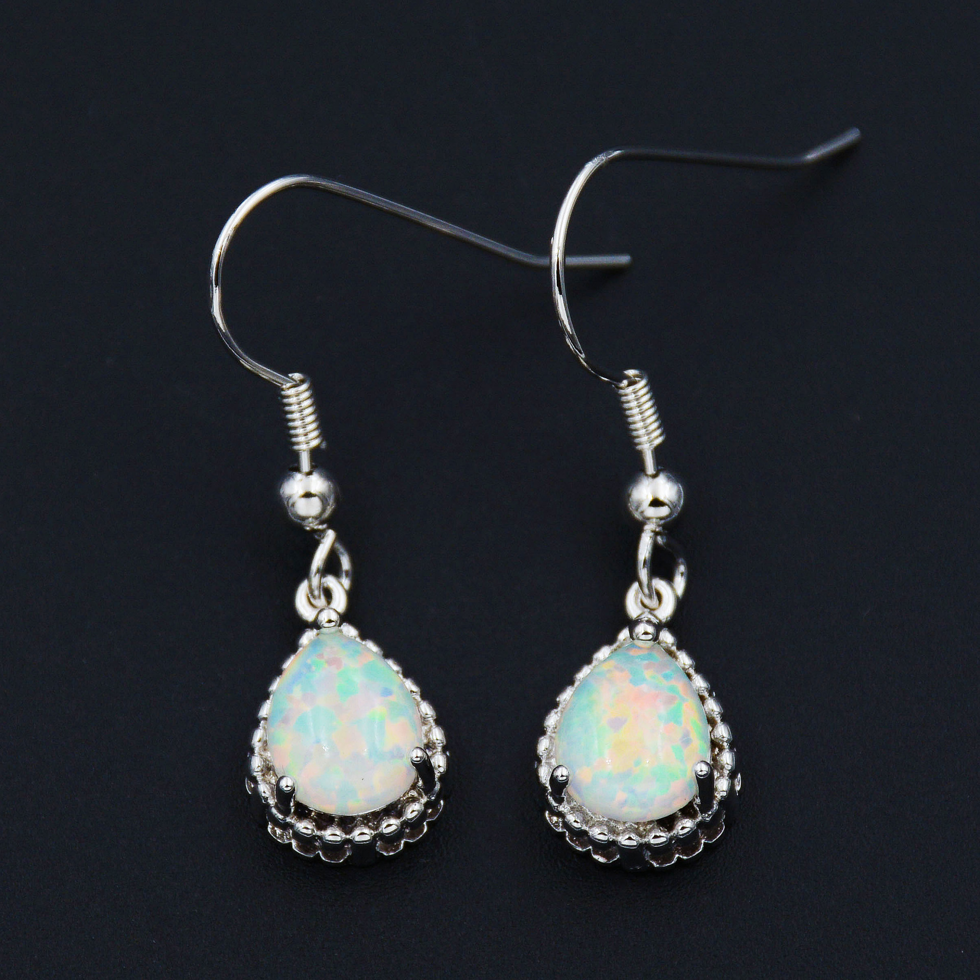 欧美水滴白色澳宝耳环厂家批发母亲节礼物