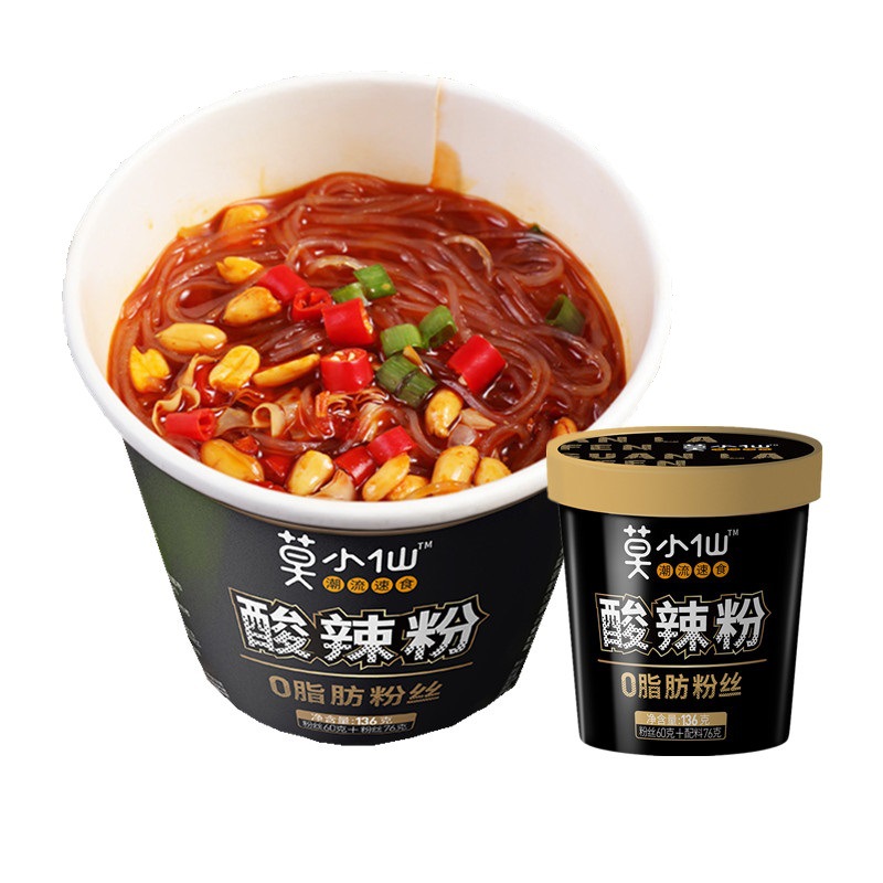 莫小仙酸辣粉136g桶装一件代发网红麻辣方便粉丝速食酸辣味红薯粉