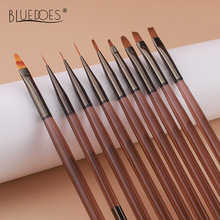 日式9支茶色美甲笔套装光疗笔拉线笔超细彩绘笔专业美甲工具笔刷