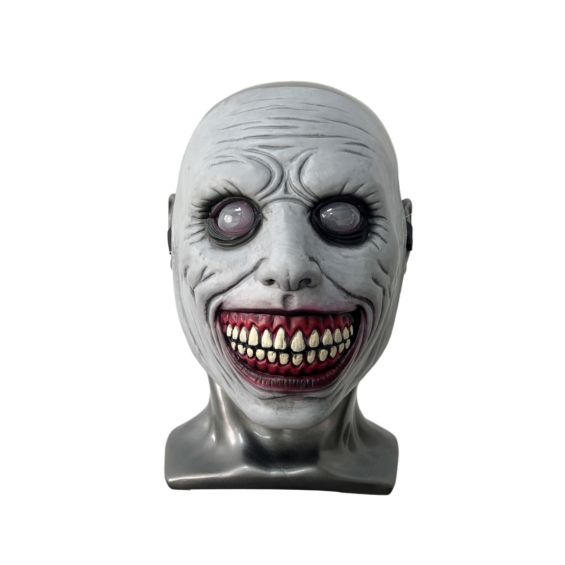 2021年独立站新款万圣节恐怖恶魔面具cos驱魔人微笑白眼发光面具