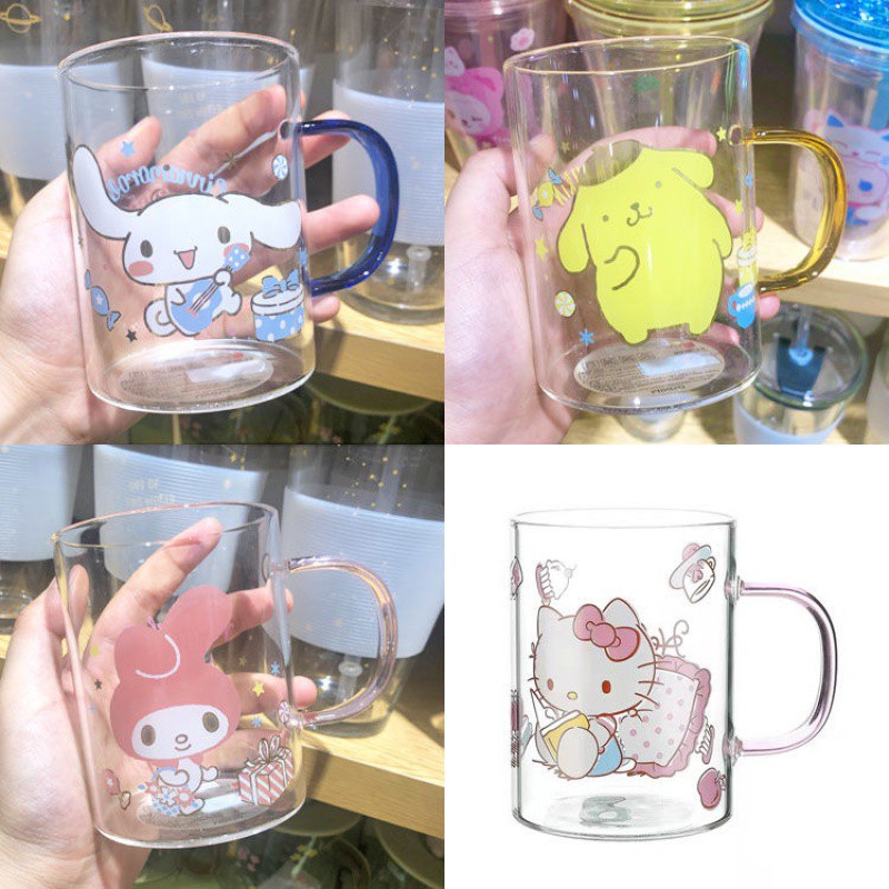 miniso名创优品三丽鸥玉桂狗美乐蒂布丁狗kitty高硼硅玻璃杯350ml