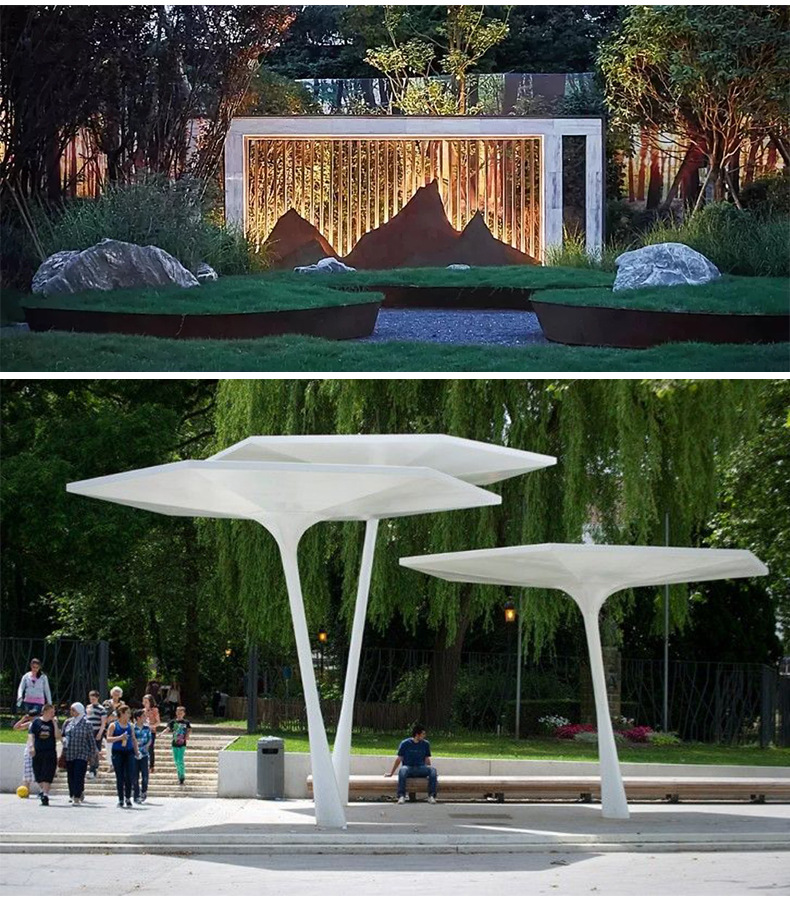 廊架不锈钢园林景观 大型户外美陈 异形长廊主题公园钢结构 廊亭