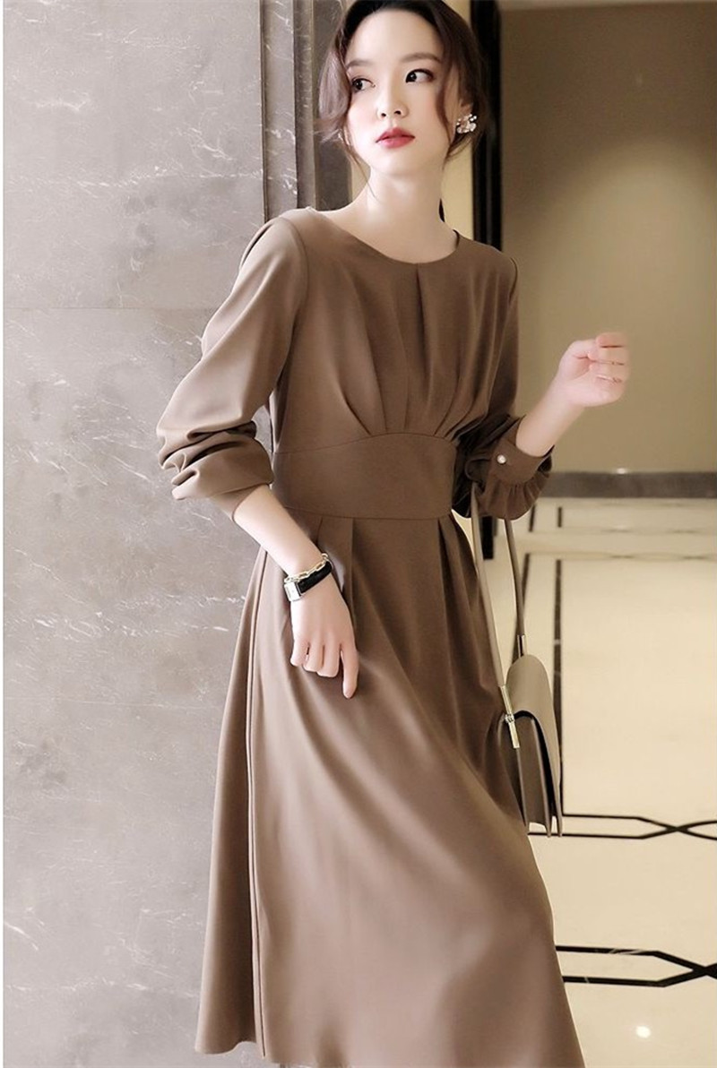 秋装高档长袖连衣裙图片