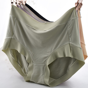 莫代尔中腰内裤女士无痕边高弹新款舒适大码胖mm女式三角裤衩头