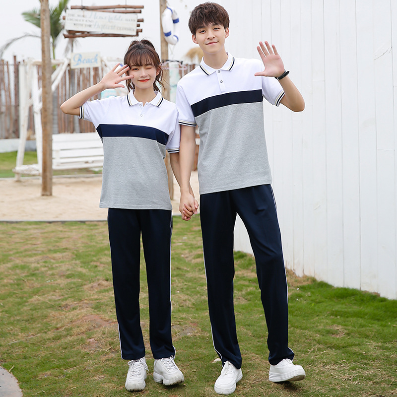 夏季初中生夏装短袖t恤校服 中学生高中生大学运动服套装班服现货