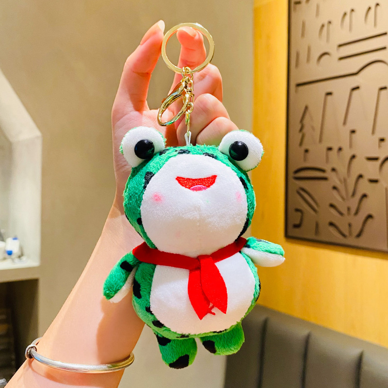 Cartoon Cute Plush Lonely Frog Doll Creative Car Key Ring Schoolbag Pendant Couple Small Gifts Wholesale