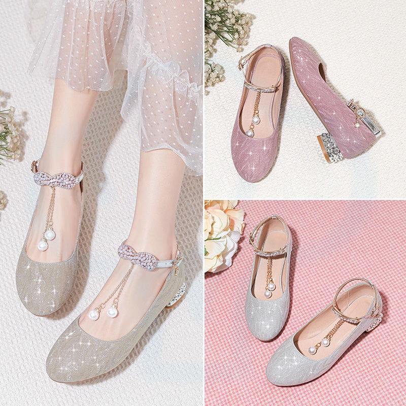 儿童冬季高跟鞋 女孩春秋小女孩高跟鞋儿童皮鞋表演女童公主单鞋