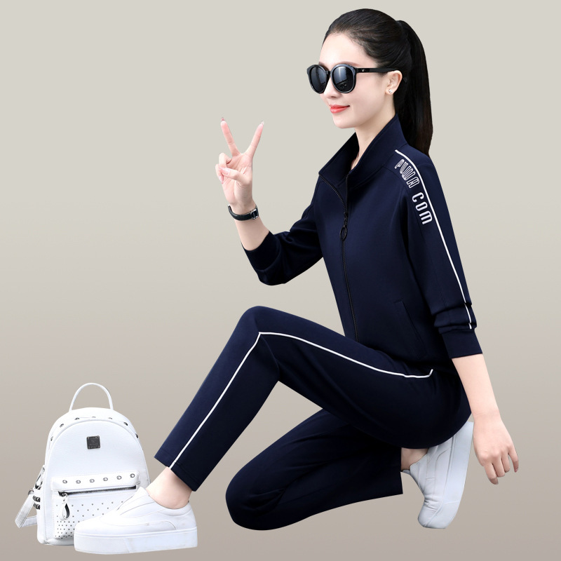 2023新款休闲两件套中年女秋装外套早秋妈妈运动服套装大码秋上衣