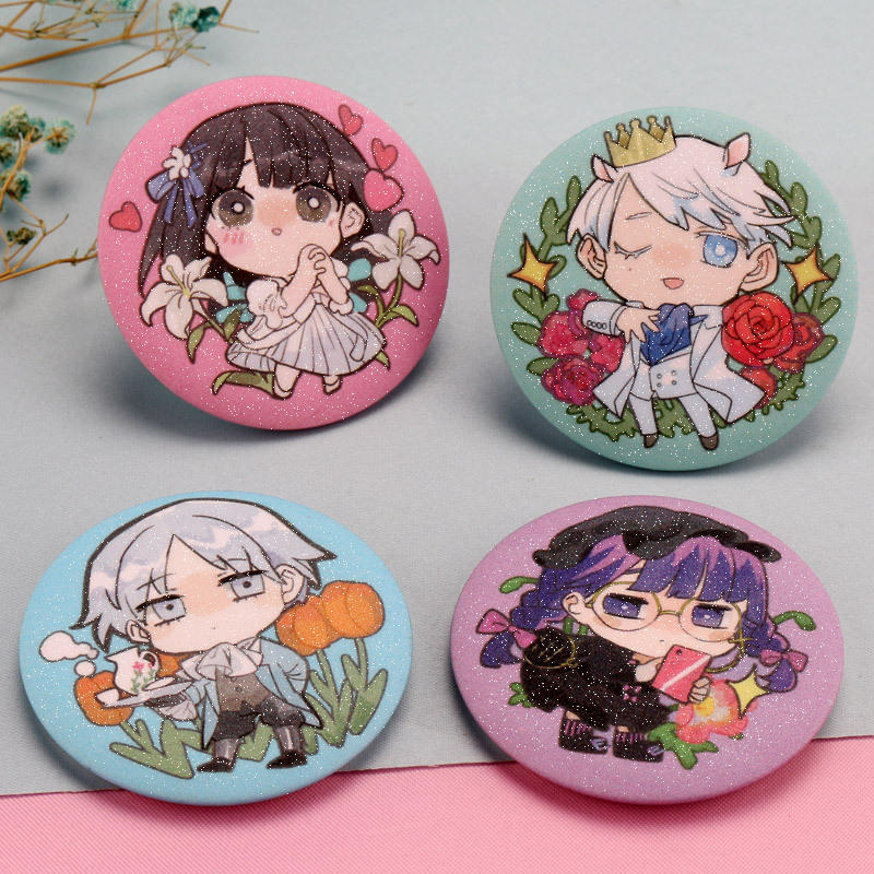 吧唧定制磨砂星幻膜圆形马口铁徽章定做 卡通明星毕业日谷胸章