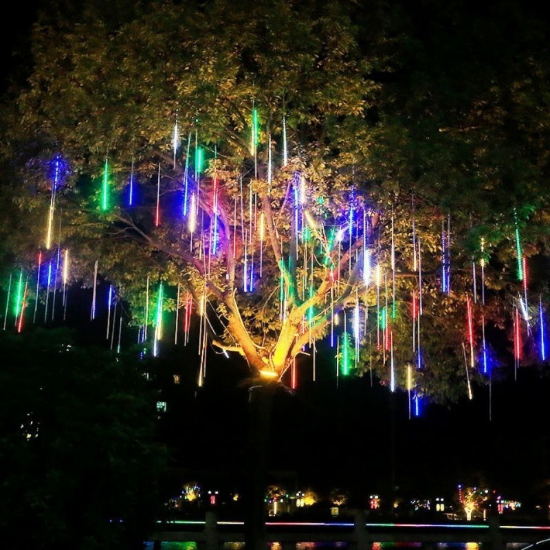 流星雨led灯太阳能彩灯闪灯串灯户外防水亮化灯挂树上的装饰树灯