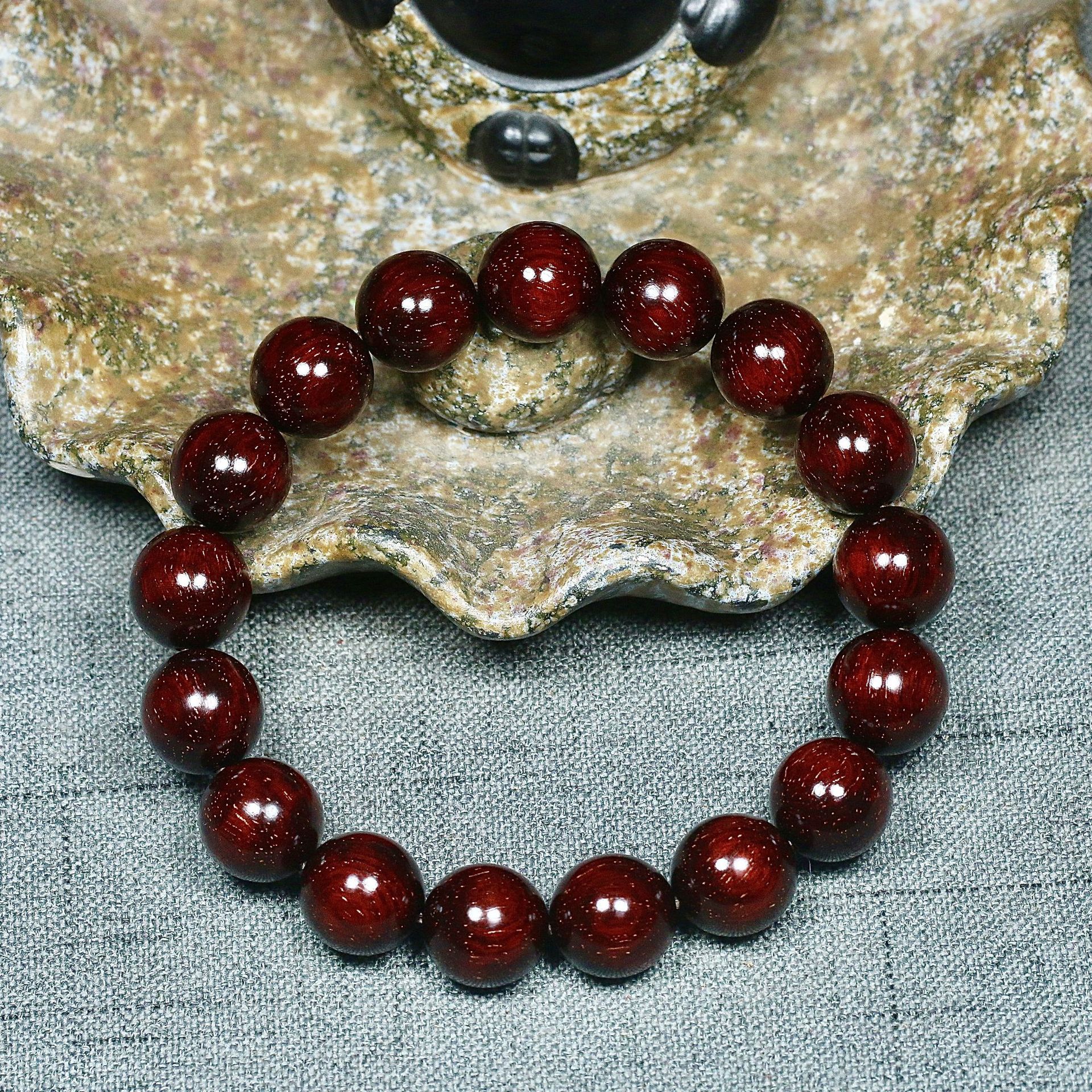 善成小叶紫檀12mm17颗爆满金星二膘二外围5a泥料手工文玩男女手串