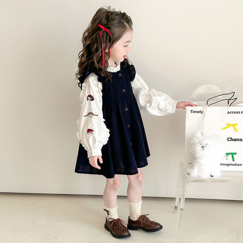 女童秋秋裙子套装秋装2025新款儿童洋气秋季连衣裙宝宝子两件套