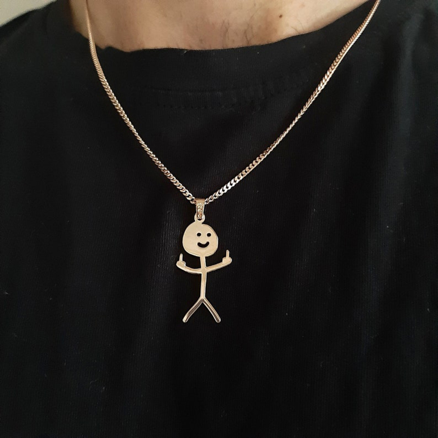 独立站创意搞怪有趣的涂鸦项链funny doodle necklace金属工艺品