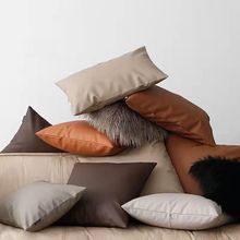 抱枕套 轻奢风皮质长方形科技布靠垫客厅皮沙发软小众代销一件热