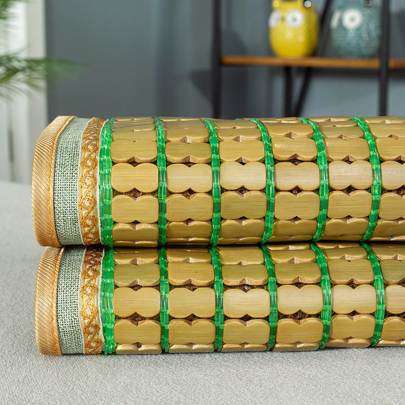 s228青绿色麻将竹凉席竹块粒 碳化竹席子1.8m床单双人床席子1.