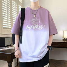 同款宝鑫格青少服饰年男士短袖T恤夏季韩版潮流时尚渐变印花半袖
