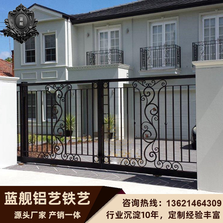 铁艺大门乡村双开电动防盗门别墅庭院大门农村围墙栅栏铁艺进户门