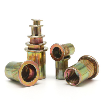 铠旺紧固件铆接件铁镀彩锌竖纹螺帽平头拉铆螺母