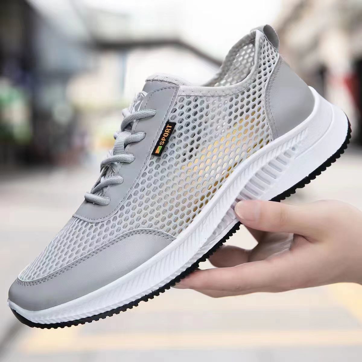 Men's Shoes Large Mesh Men's Sneaker Summer Shoes Men's Mesh Breathable Thin Mesh Surface Shoes Student Single Mesh Casual Shoes