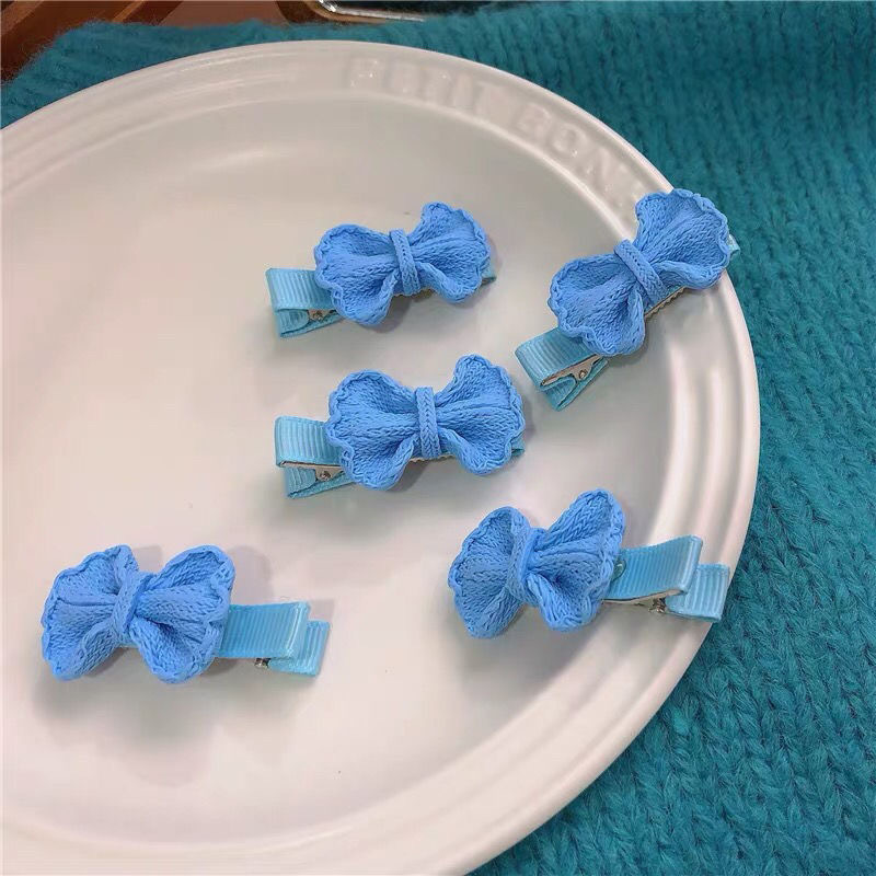 蓝色蝴蝶结发夹树脂甜美刘海侧边夹可爱少女心发饰学生发卡头饰