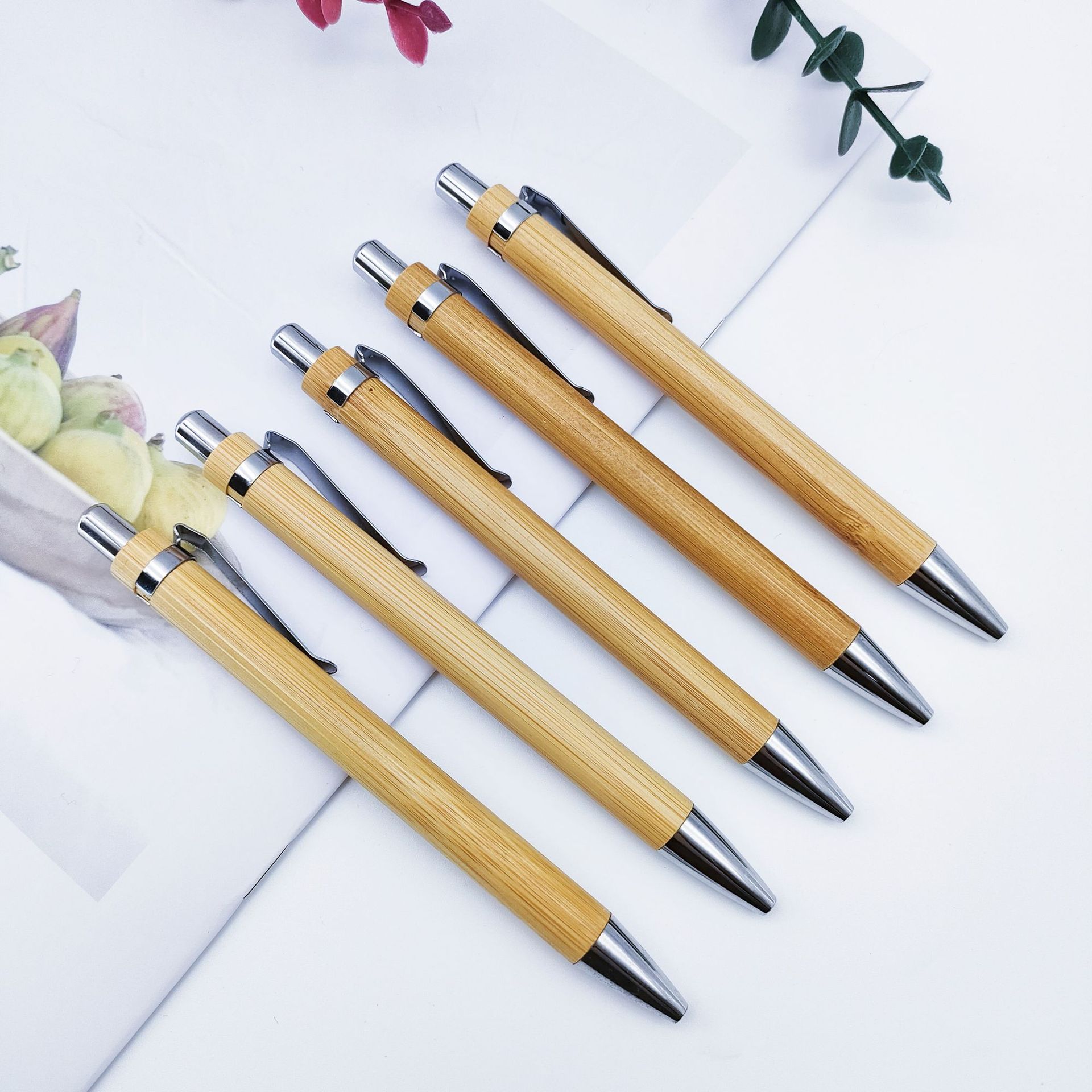 竹子笔环保竹木材质按动圆珠笔广告礼品签字笔可印刷LOGO现货批发