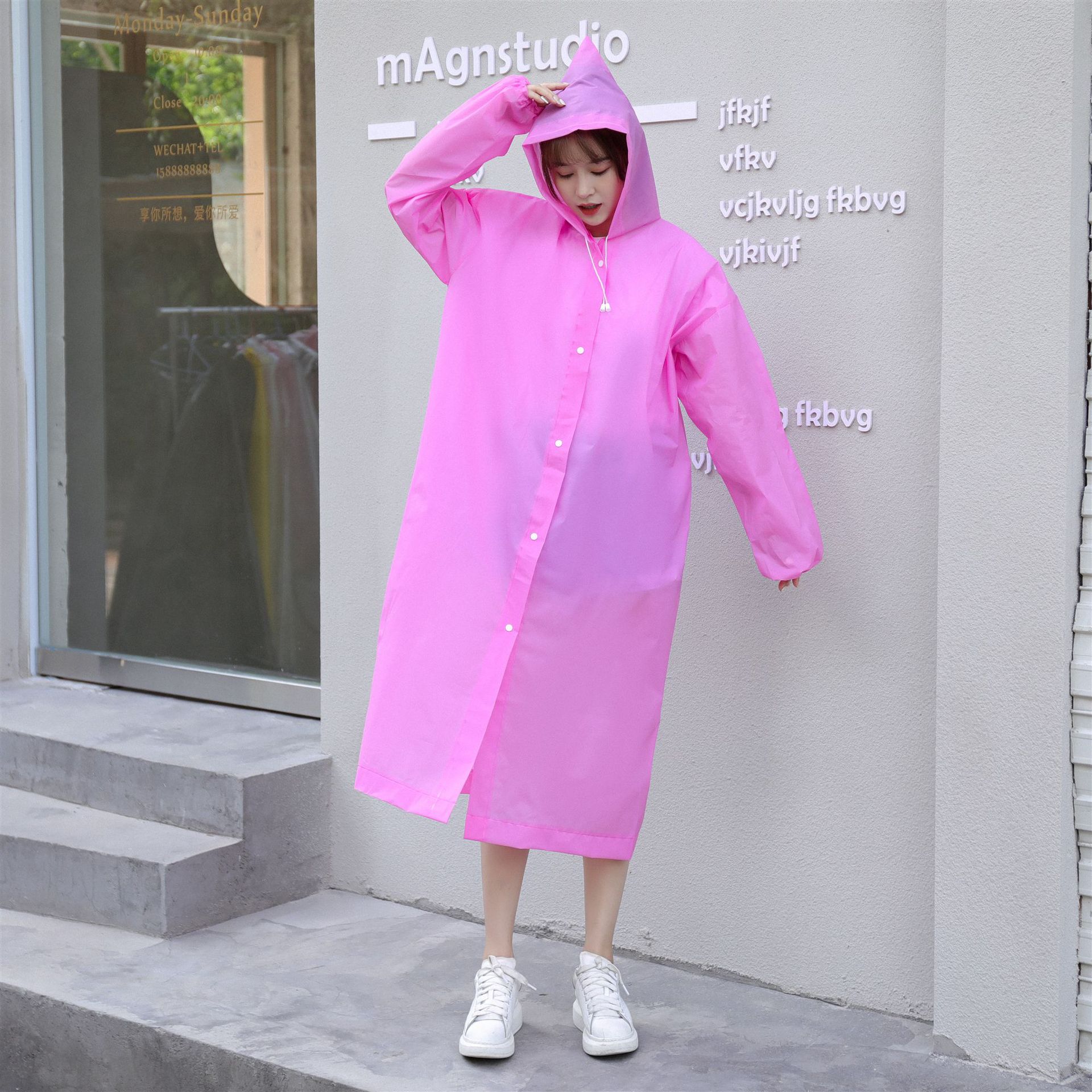 Wholesale Non-Disposable Raincoat Fashion Eva Adult and Children Outdoor Travel Portable Thickened Long Section One-Piece Raincoat