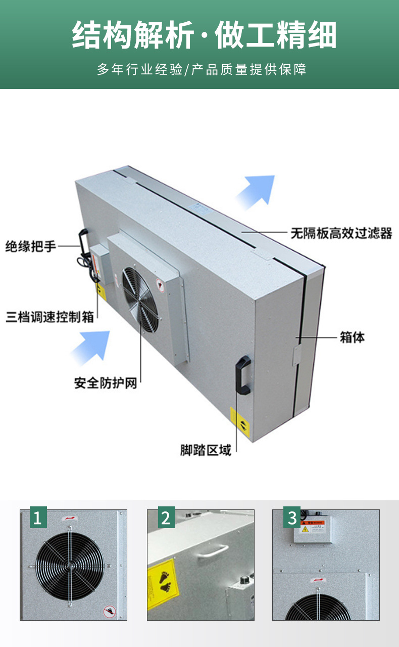 供应标准高效ffu空气过滤器洁净低噪音ffu风机厢式不锈钢过滤器
