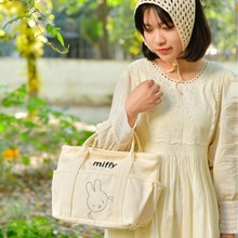 正品Miffy米菲兔子加厚有型托特帆布手提包休闲卡通便当包妈咪包
