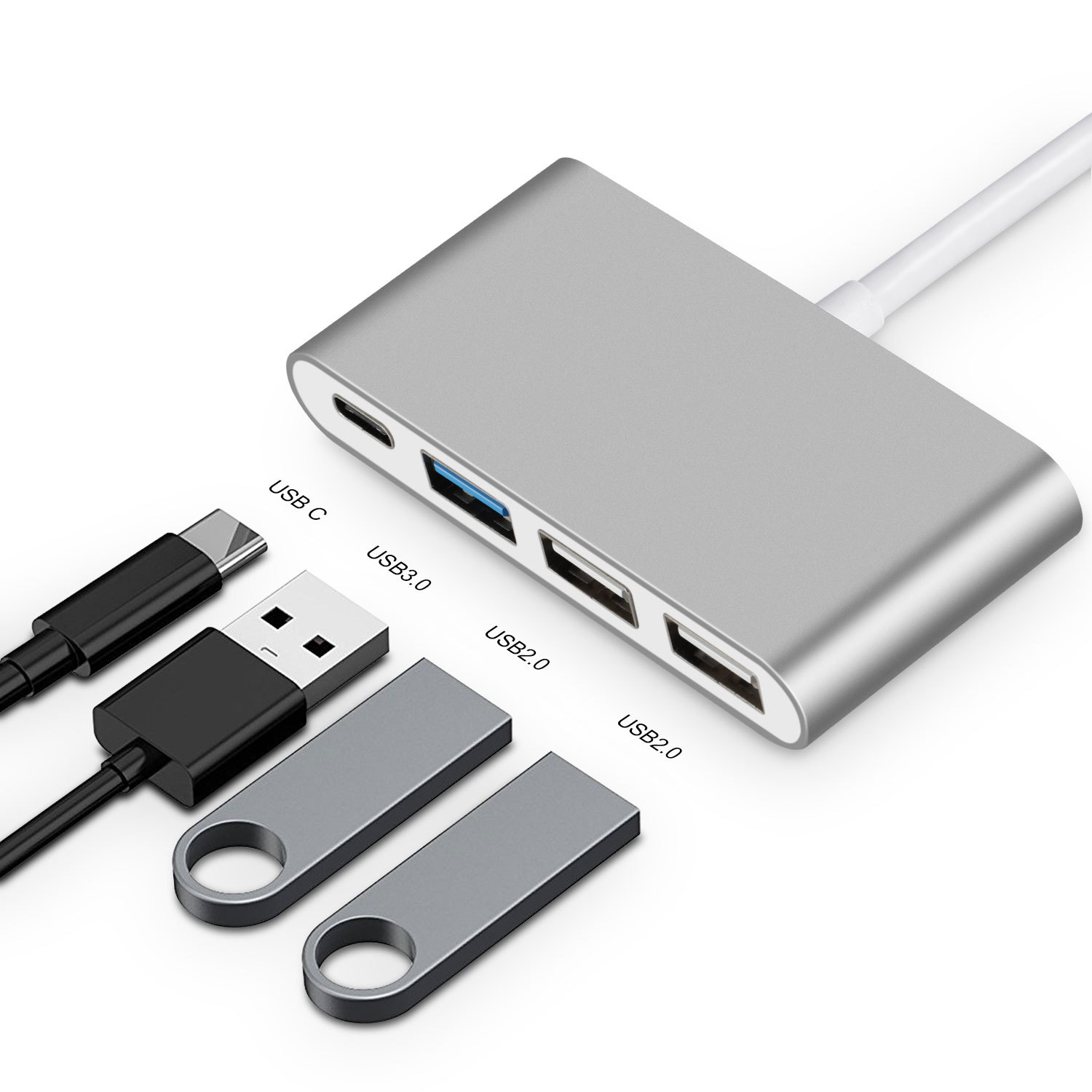 适用于苹果电脑usb3.0 usb2.0 接口传输四合一转换器