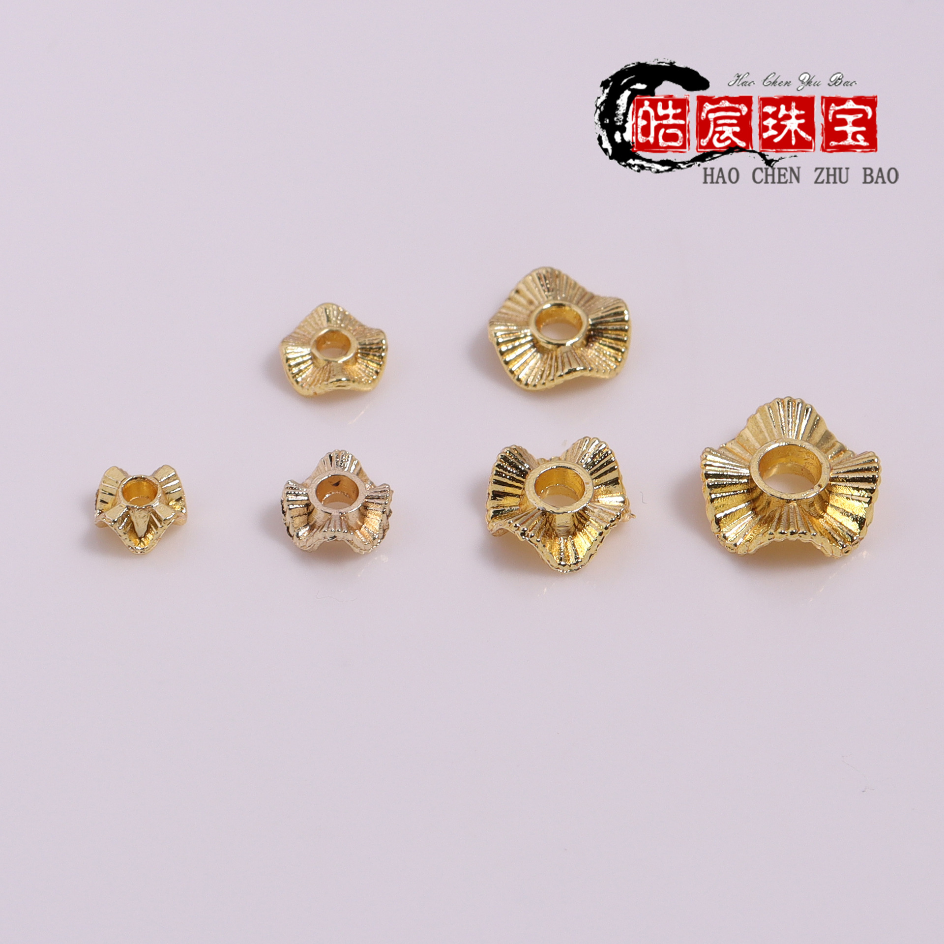 18K包金保色波浪荷叶隔片diy手串手链手工串珠隔珠饰品配件批发