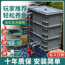 周转箱过滤箱鱼缸过滤盒上滤器庭院鱼池水循环系统自制滴流盒