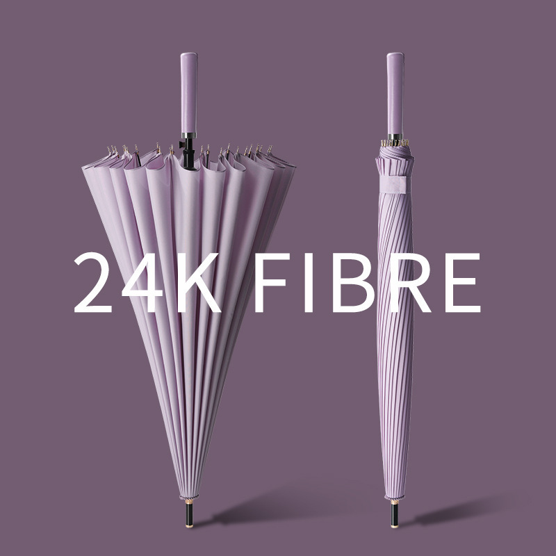 雨伞24骨自动伞大号长柄伞双人伞配色柄简约文艺直骨伞厂家批发