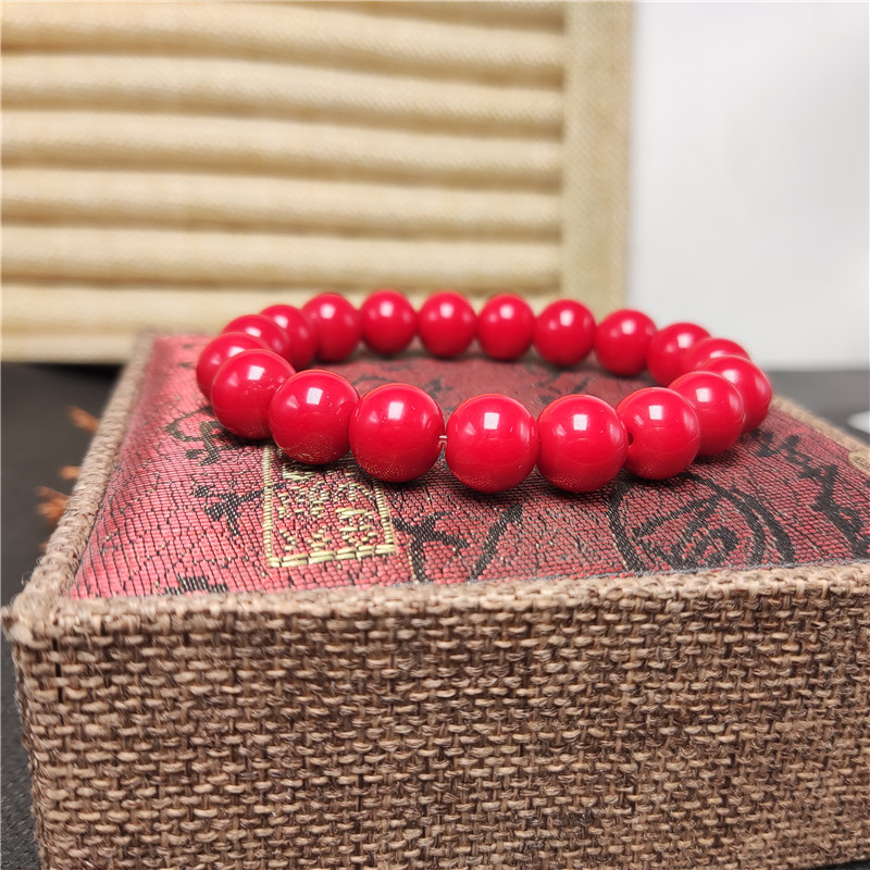 Factory Wholesale Imitation Cinnabar Red Bracelet Birth Year Buddha Beads Red Rosary Bracelet Men and Women Small Gifts