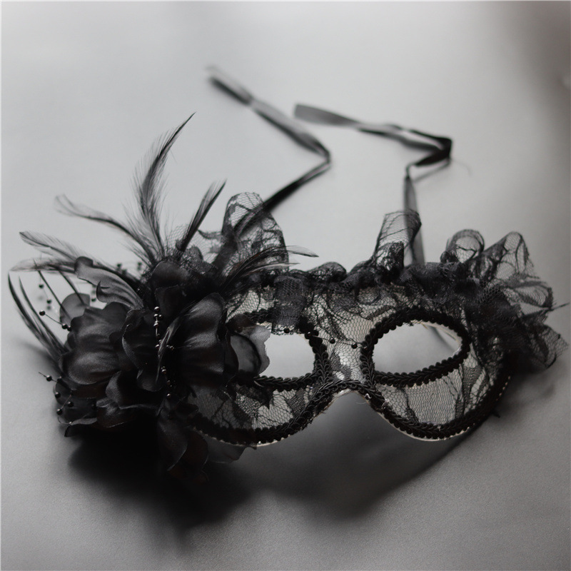 天使公主舞会性感半脸遮面具复古情趣蕾丝面罩黑色舞台演出配饰品