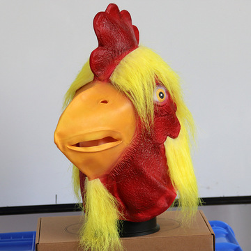 动物毛绒公鸡面具万圣节cosplay搞怪十二生肖鸡头套抖音直播道具