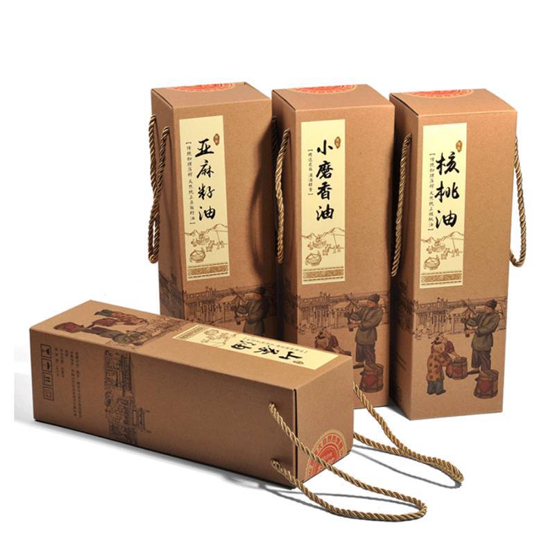 小磨香油瓶包装盒一斤亚麻籽葵花籽油 茶油500核桃油芝麻油手袋