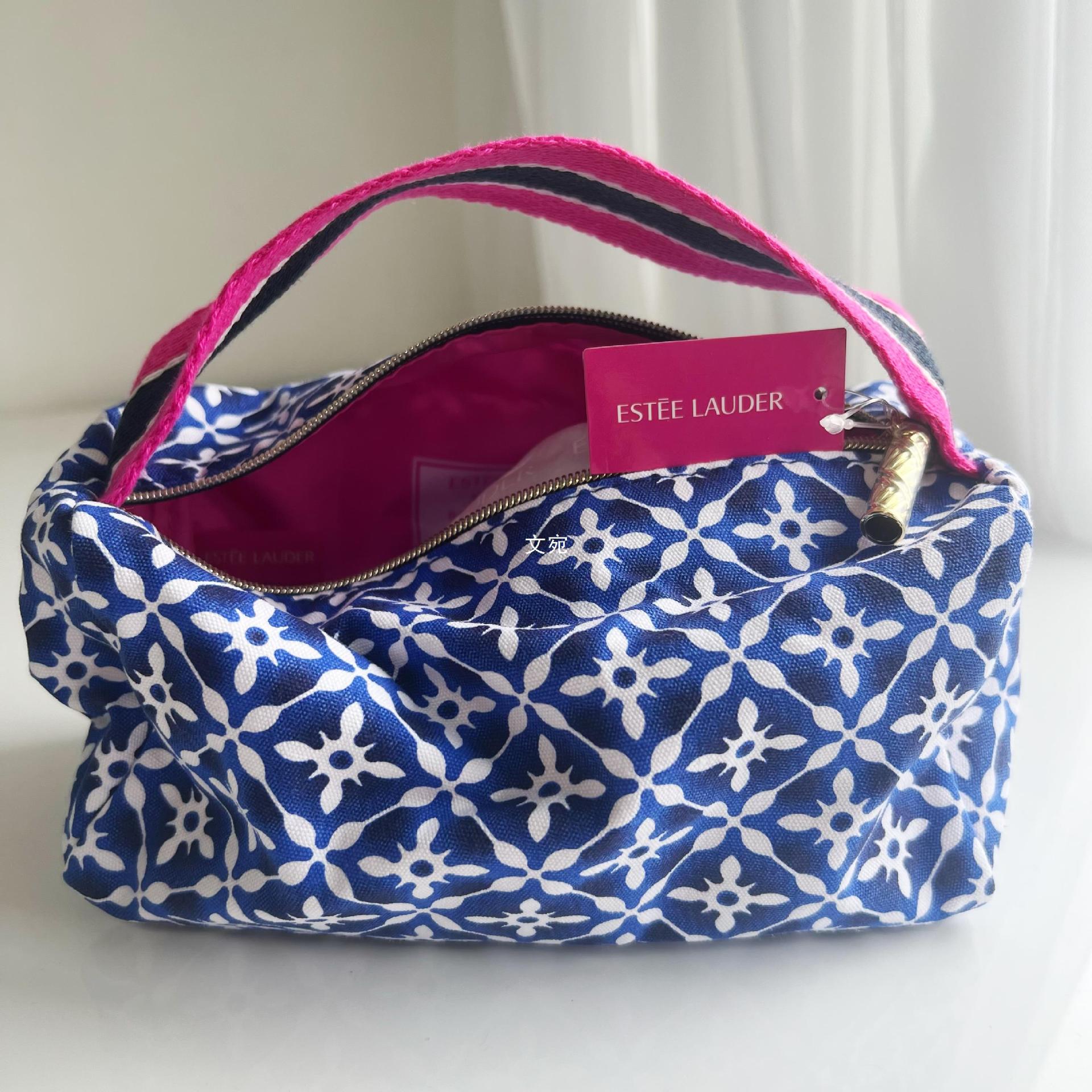 包邮 新款雅诗兰黛蓝色布艺手拎化妆包 手拿包收纳整理包倍-阿里巴巴