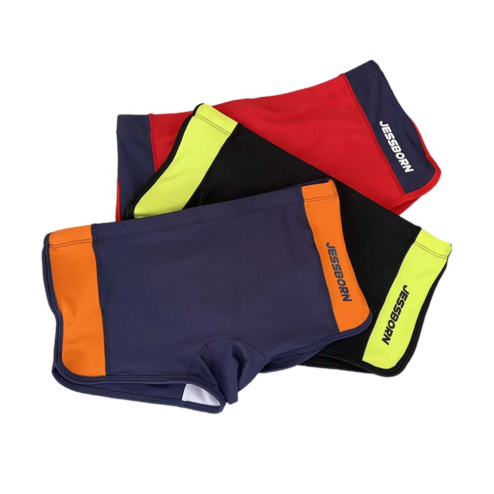 jessborn侧开叉平角男士泳裤运动健身沙滩休闲游泳裤贴身专业泳衣