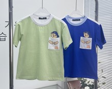 TW小熊男童夏款印花拼接撞色短袖T恤TKRA232302A