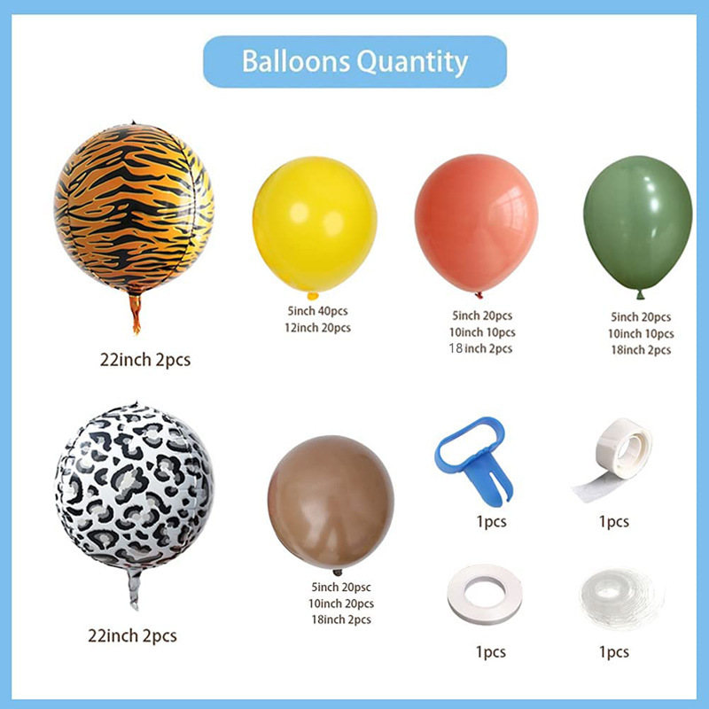 Amazon Direct Supply Zoo Theme Balloon Decoration Baby Birthday Party Dress up Tiger Pattern 4D Balloon Layout