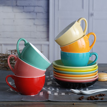 TD61欧式陶瓷拉花咖啡杯碟套装大容量300ml拿铁杯下午茶红茶杯